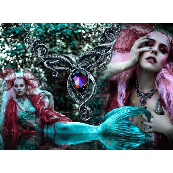 Alchemy Gothic Kraken Necklace Tentacles & Volcano Effect Crystal NWT - Picture 5 of 9